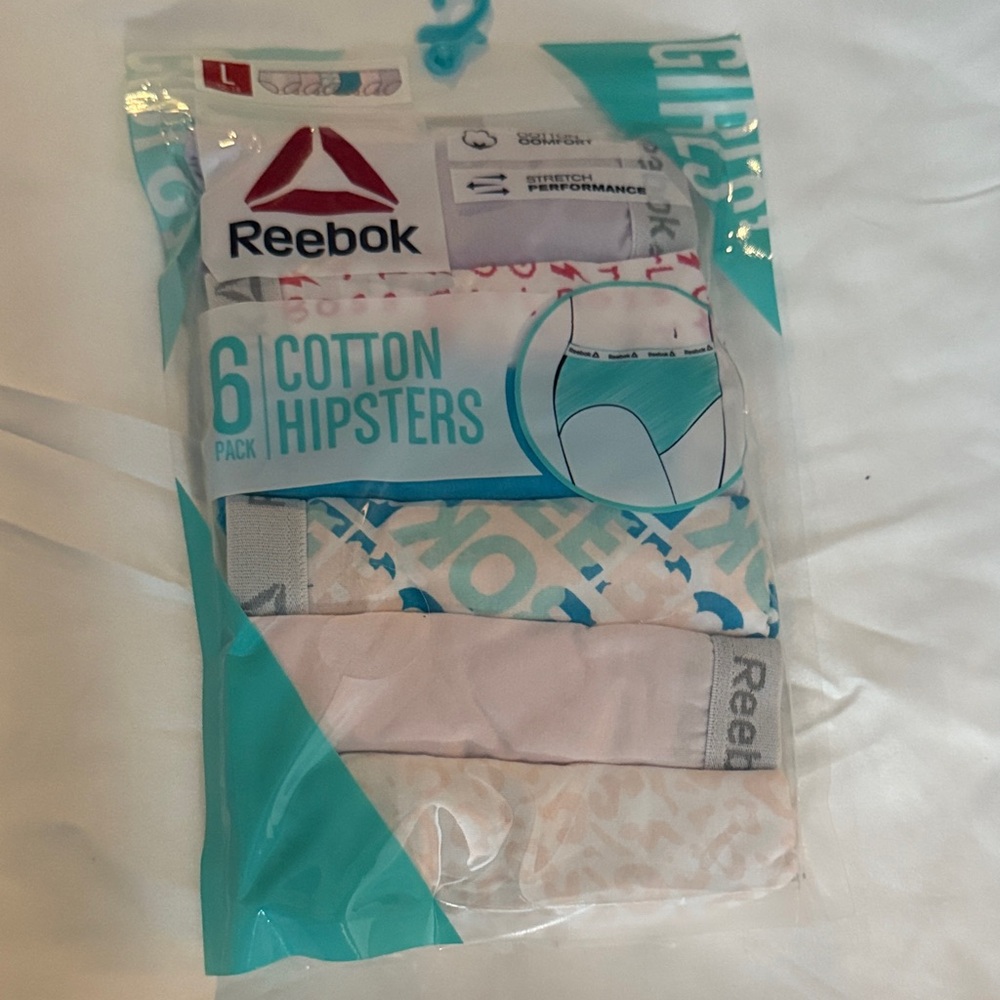 Reebok Kids Cotton Briefs - Teal, Pink, and Gray 6 Pack